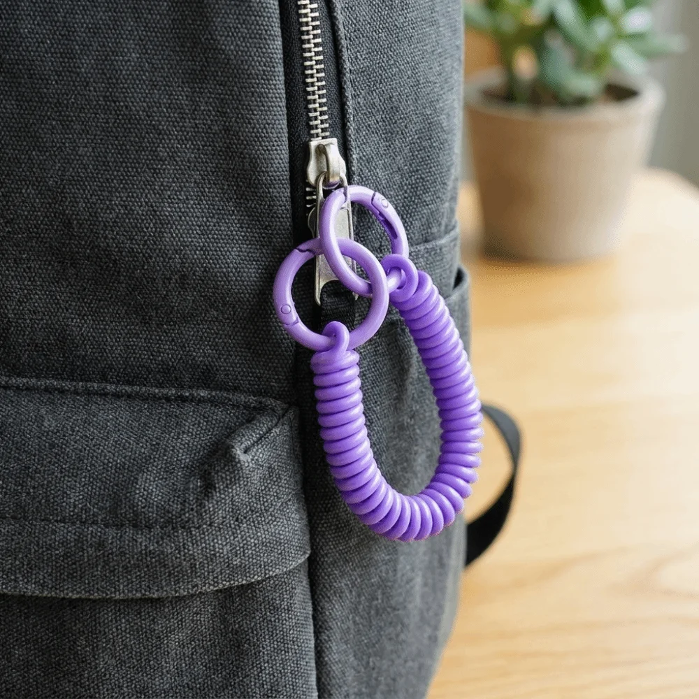 Colorful Retractable Keychain Spring Rope Double Key Rings Spiral Phone Lanyard Plastic Lightweight Anti-Lost Card Holder Strap