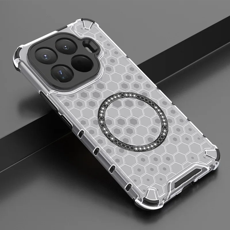Magnetische Hülle für Xiaomi Mi 15T Pro Mi 15T Crystal Honeycomb Cover Mag-safe stoßfestes Luftkissen Allround-Kamera Soft Shell