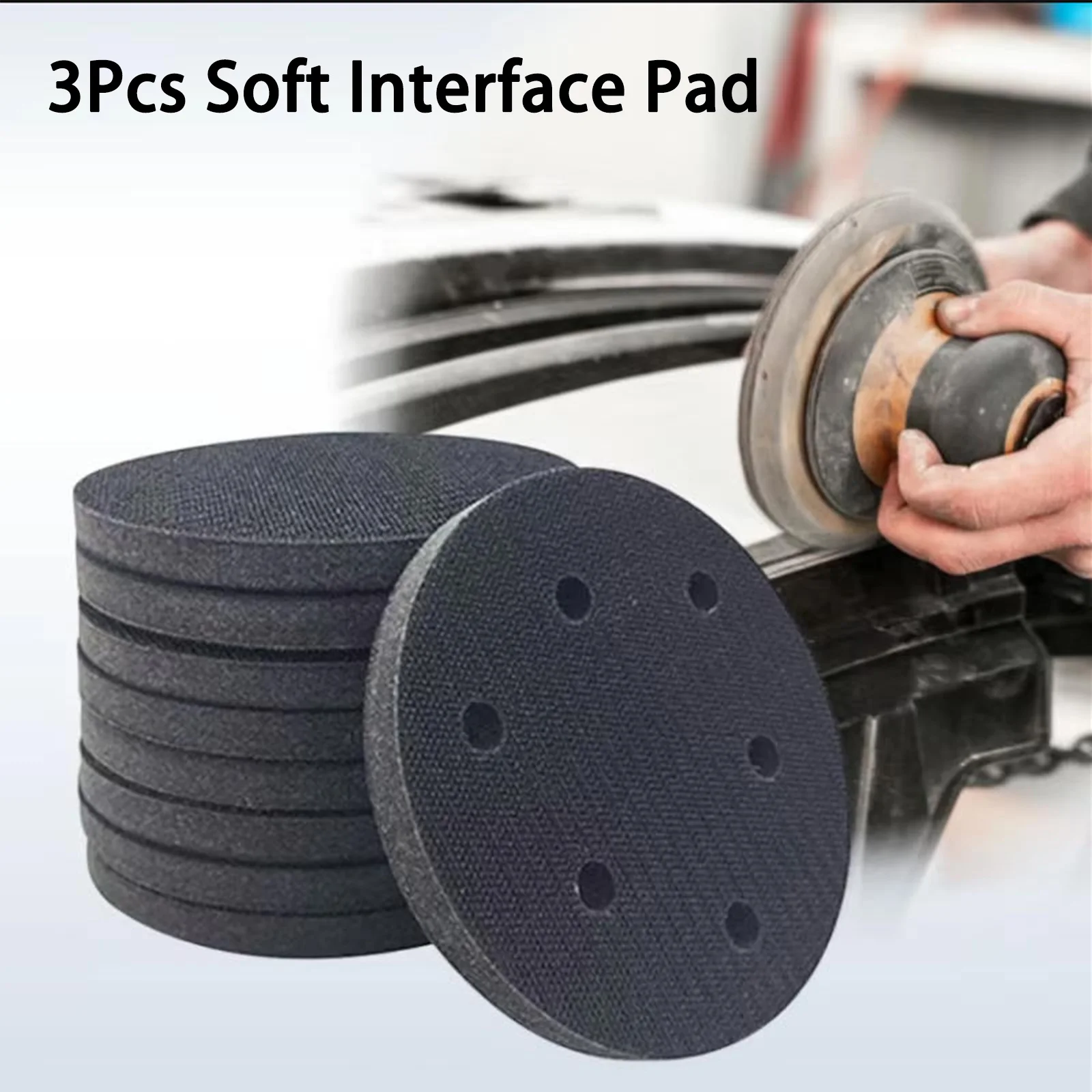 5/6Inch 3Pcs Soft Density Interface Pads Soft Sponge Interface Pads with Pad Hook for Sander Polishing and Sanding Metal Car