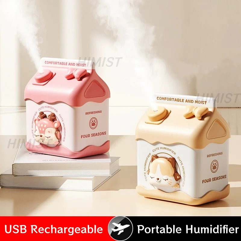 

Creative Milk Box Design Air Humidifier USB Rechargeable Portable Mini Ultrasonic Cool Mist Maker Wireless Humidifiers for Home