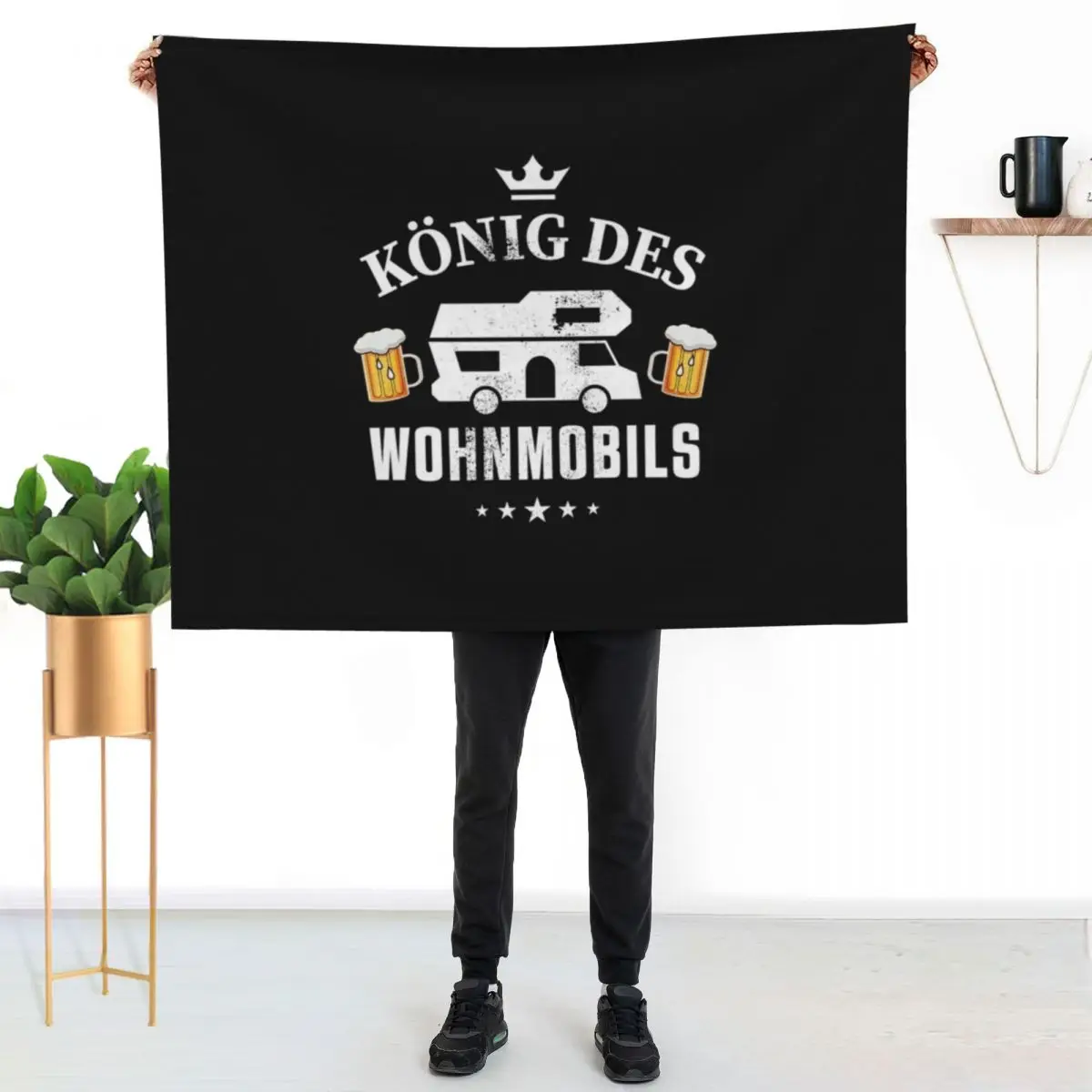 K?nig des Wohnmobils | Camping Geschenk Throw Blanket Decoratives bed plaid Soft Plaid Personalized Gift Plush Weighted Blankets