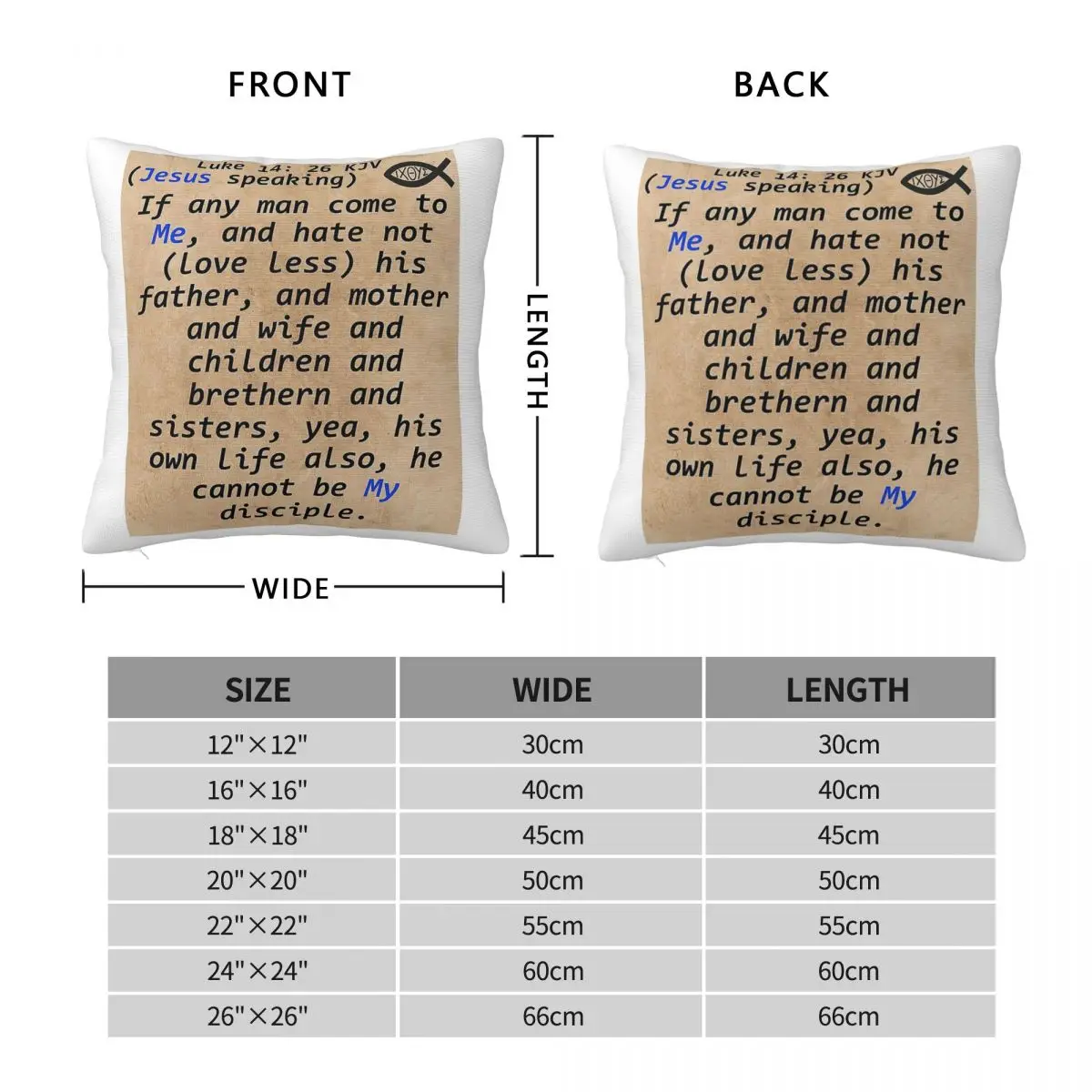 Luke Bible Verse Square Pillowcase Polyester Linen Velvet Printed Zip Decor Pillow Case Car Cushion Cover