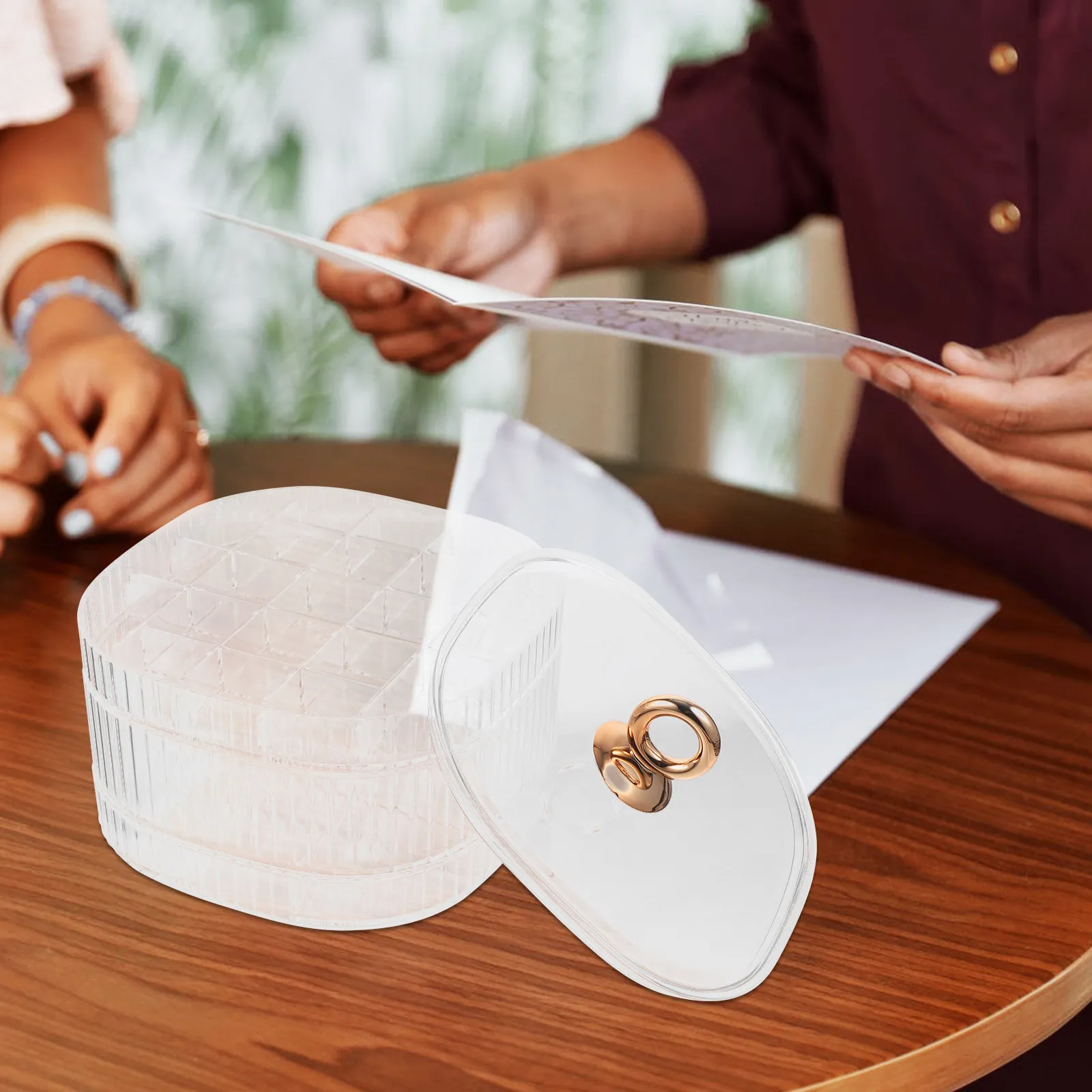 

Прозрачная шкатулка для украшений, 3-ярусный штабелируемый органайзер для хранения колец, сережек, браслетов, настольный контейнер для мелочей, для дома