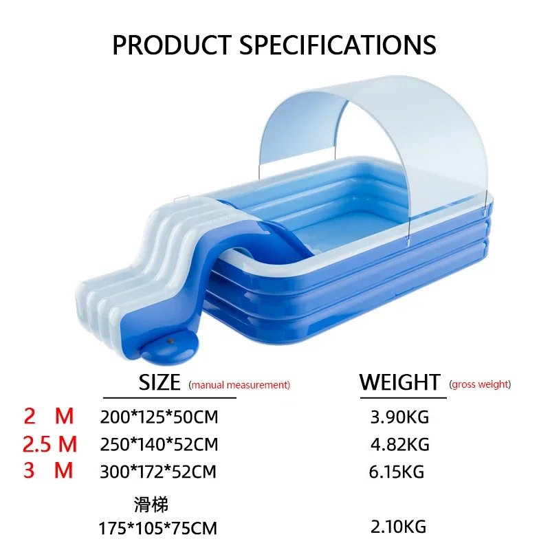 Swimming Pool Inflatable Pools Children's Family Outdoor Party Sun Shade Folding Swimming Pool Slides for Kids Babies