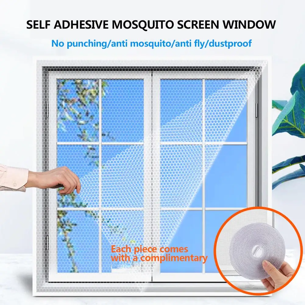 Self-adhesive Window Screen Netting Mesh Curtain Invisible Adhesive Mosquito Proof Window Screen for Multiple Windows