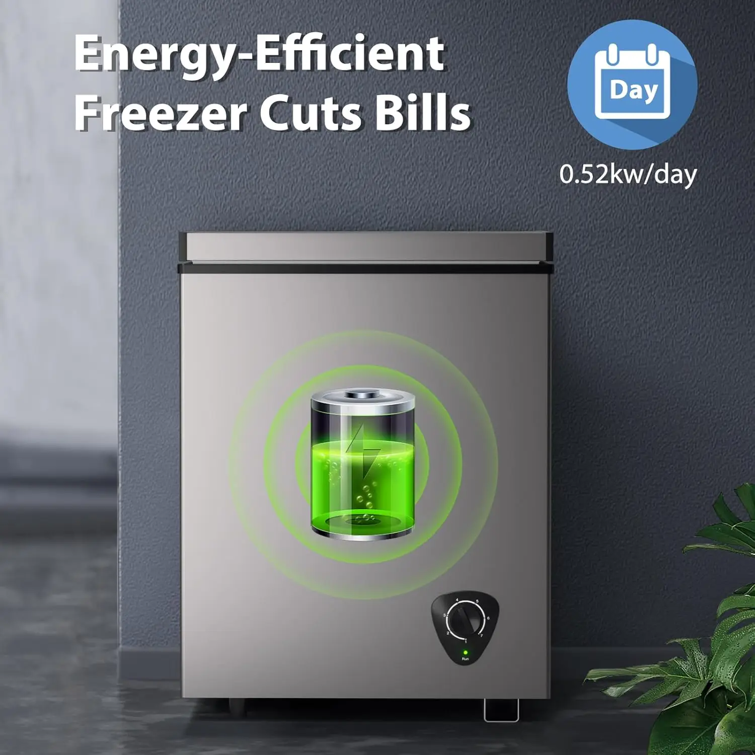 فريزر الصدر بطول 3.5 قدم مكعب مع سلة قابلة للإزالة وتبريد سريع، فريزر عميق صغير، درجة حرارة قابلة للتعديل، موفرة للطاقة