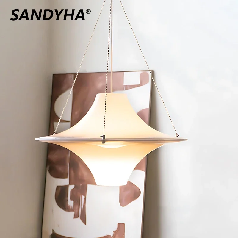 

SANDYHA Nordic Designer Pendant Lamp for Kitchen Foyer Bedroom Vintage UFO Space Age Art Home Decor Appliance Acrylic Hanglight