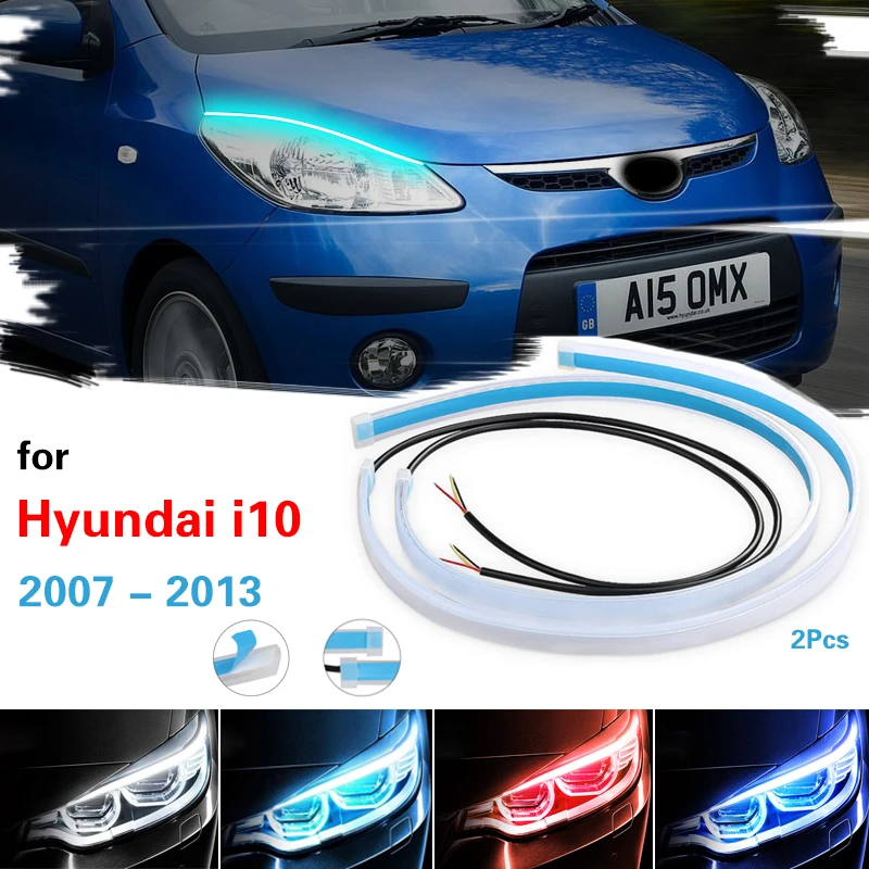 

2Pcs DRL Flexible LED Strip For Hyundai i10 2007-2013 Daytime Running Light Turn Signal Light 12V For Car Headlight Waterproof