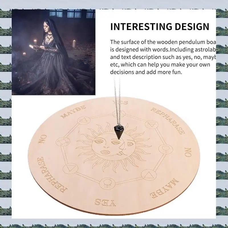 Star Pendulum Board Dowsing Divination Metaphysical Message Board Wooden Board With A Necklace, A Easy Install Easy To Use