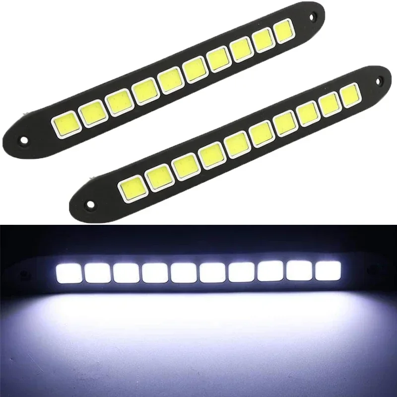 

2Pcs Universal 12V Car LED Daytime Running Light Car Highlight Waterproof Flexible 10Led COB Lamp Auto Exterior Accessories