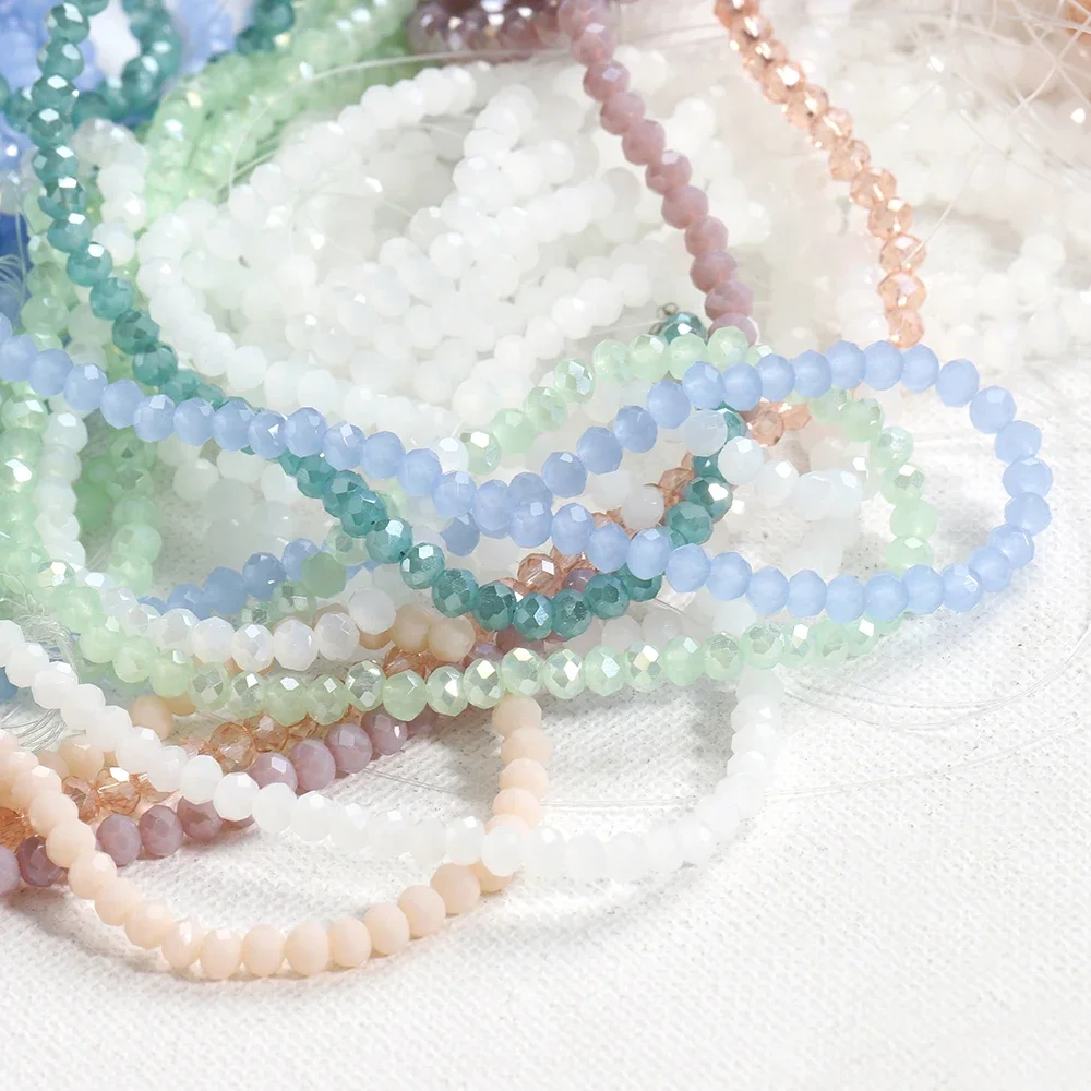 1 Strang Kristallglas-Rondellperlen, facettierte runde lose Spacer-Perlen für Schmuckherstellung, DIY-Armband- und Halskettenzubehör – Detail 4