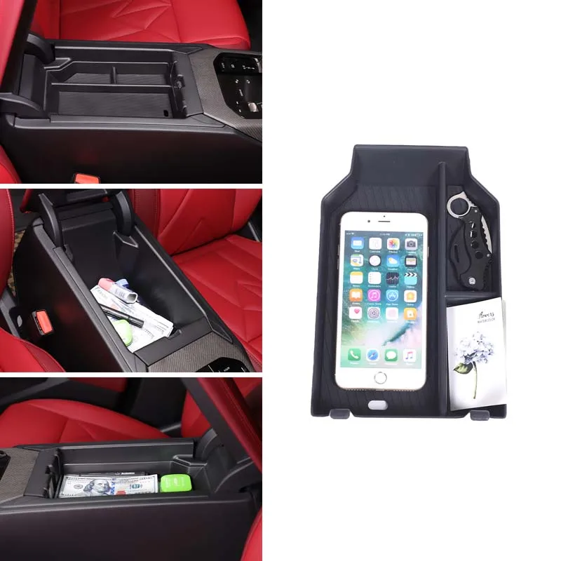 ABS أسود لسيارات BMW X3 G45 2025 + صندوق درابزين التحكم المركزي للسيارة صندوق تخزين صينية الهاتف المحمول ملحقات السيارة الداخلية #2