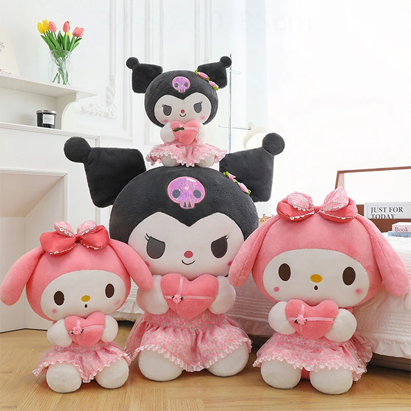 Sanrio Kawaii Kuromi My Melody Plush Toy Hello Kitty Stuffed Doll Filled Doll Cute Animal for Kids Birthday Xmas Gift Girls