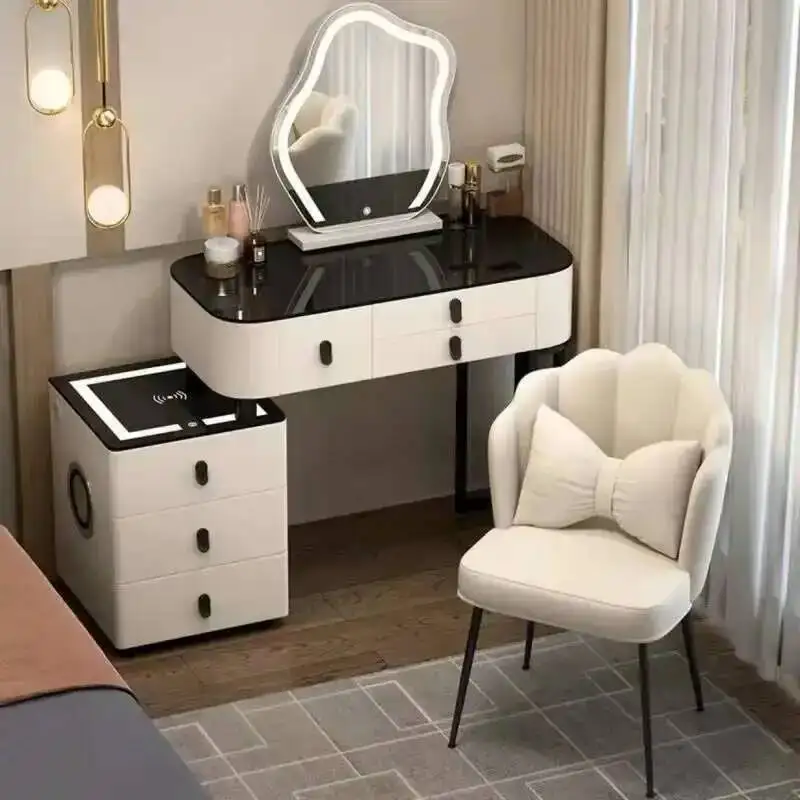 

Bedroom Pink Drawers Makeup Storage Dressing Table Vanity Table Modern Luxury Shelf Cosmetics Mesa De Maquillaje Home Furniture