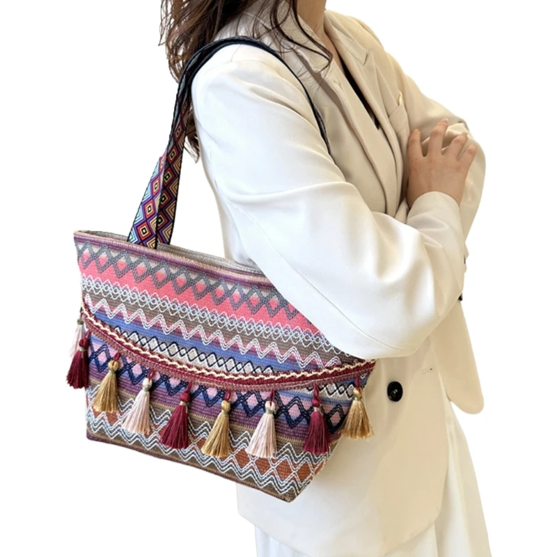 Ethnic Style Women Shoulder Crossbody Bag with Large Capacity Fashionable & Simple Tote Bag Women Commuting Tote Bag