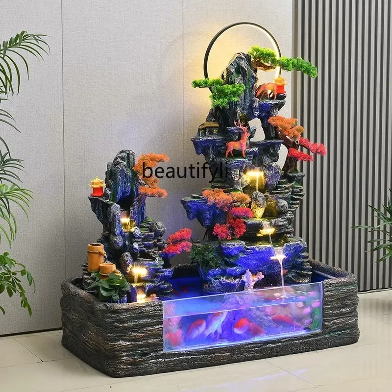 Garden balcony circulating water ornament glass fish pond lucky decoration rockery flowing water fountain landscaping