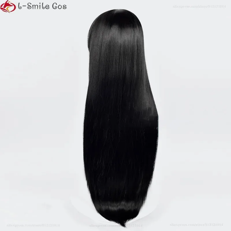 Qq3880cm de largo Yor Forger Cosplay Anime negro recto resistente al calor sintético cos pelucas de Halloween + gorro de peluca