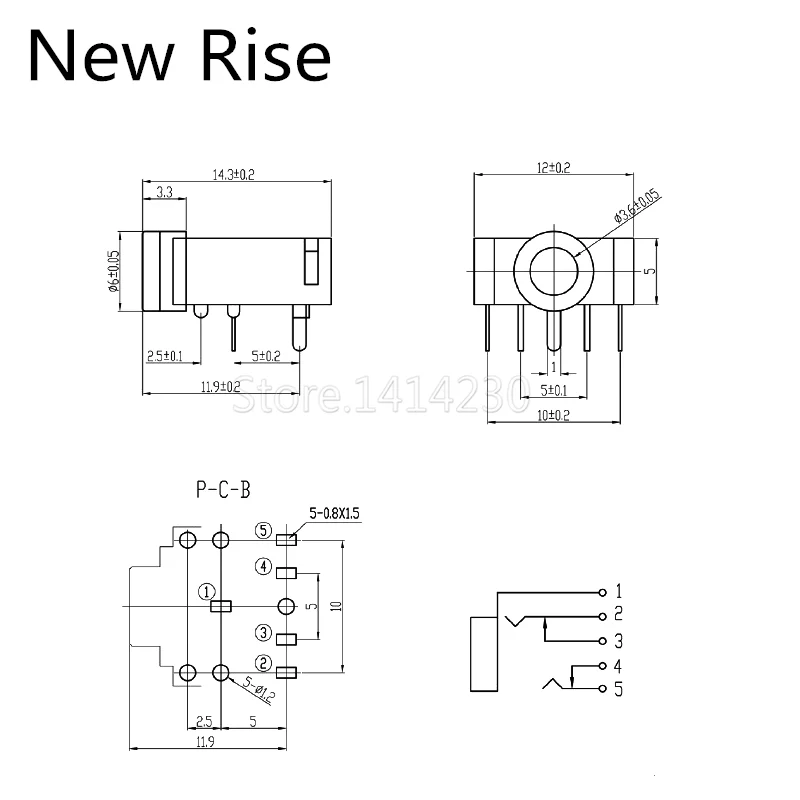 10Pcs 3.5mm Stereo Jack Socket Audio Jack Connector PCB 3F07 PJ-307