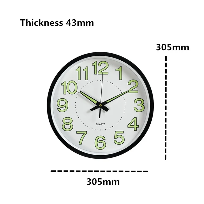 10pcs/lot 12 Inch Moon Luminous Silent Wall Clocks Home Decor Digital Wall Clock Relogio De Parede Electronic Clock on The Wall