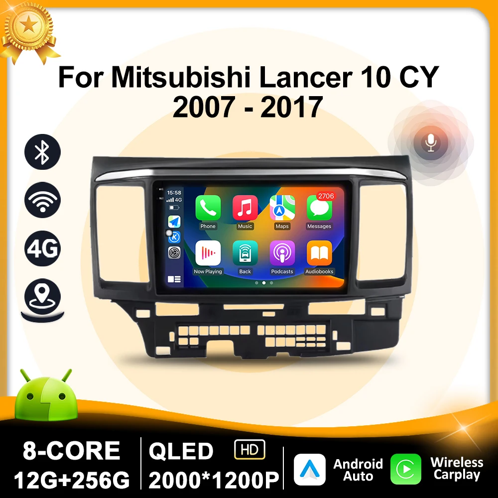 

9-дюймовый Android 16 GPS Navi для Mitsubishi Lancer 10 CY 2007-2017 Автомобильный мультимедийный плеер Беспроводной Carplay 4G WIFI BT Автомобильные инструменты