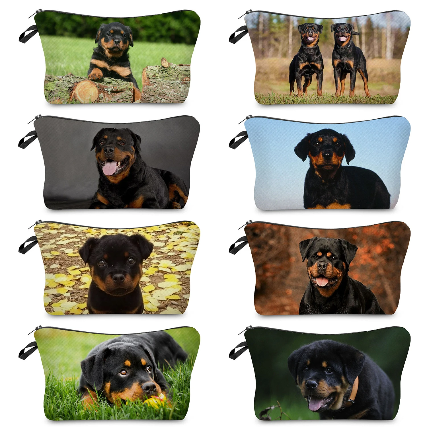 Rottweiler-Kit de aseo de viaje para mujer, neceser con estampado 3D de animales, bolsa de maquillaje, organizador portátil