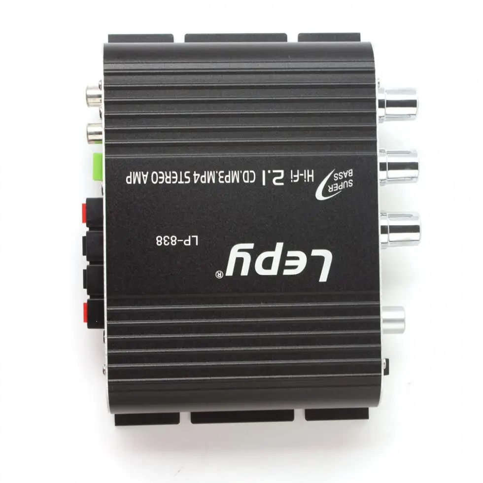 

LP838 Power Car Amplifier for Motorbike Home Hi-Fi 2.1 MP3 Radio Audio Stereo Bass Speaker Booster Player No Power Plug