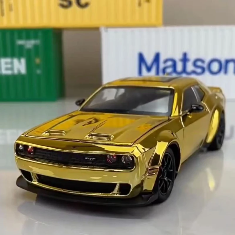 1:24 Challenger SRT Hellcat Sportwagen Automodell Diecast Metalllegierung Modellauto Sound Light Pull Back Collection Kinderspielzeug Geschenke