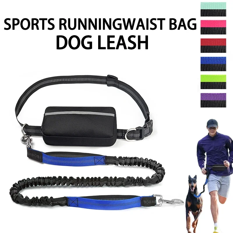 Running Waist Bag And Pet Leash Set, Real Nylon With Reflective Strips Dog Outdoor Training Leash Set