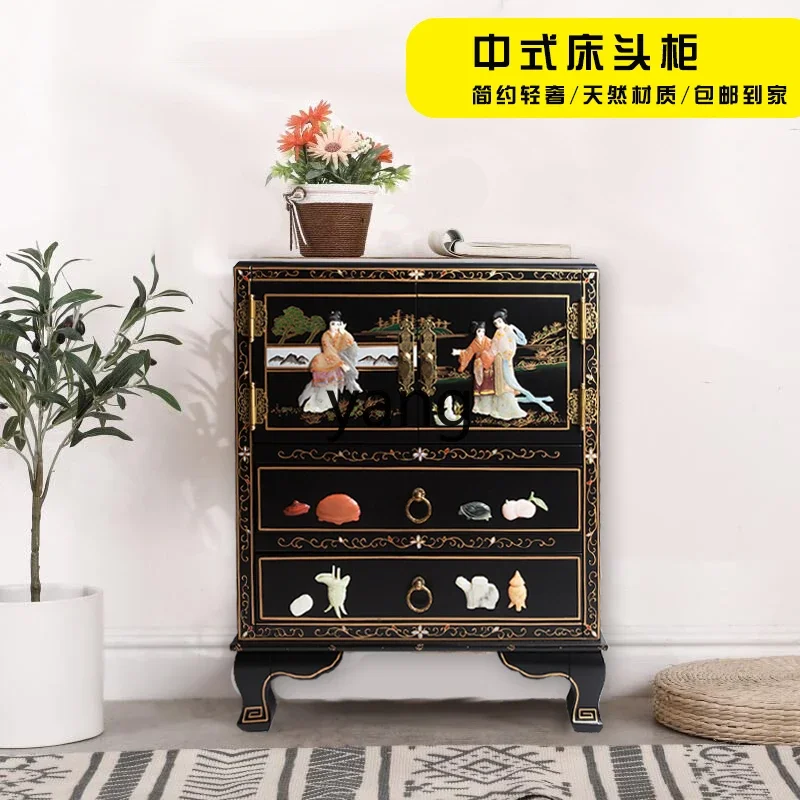 CCL new Chinese furniture double door double draw bedside table simple and modern