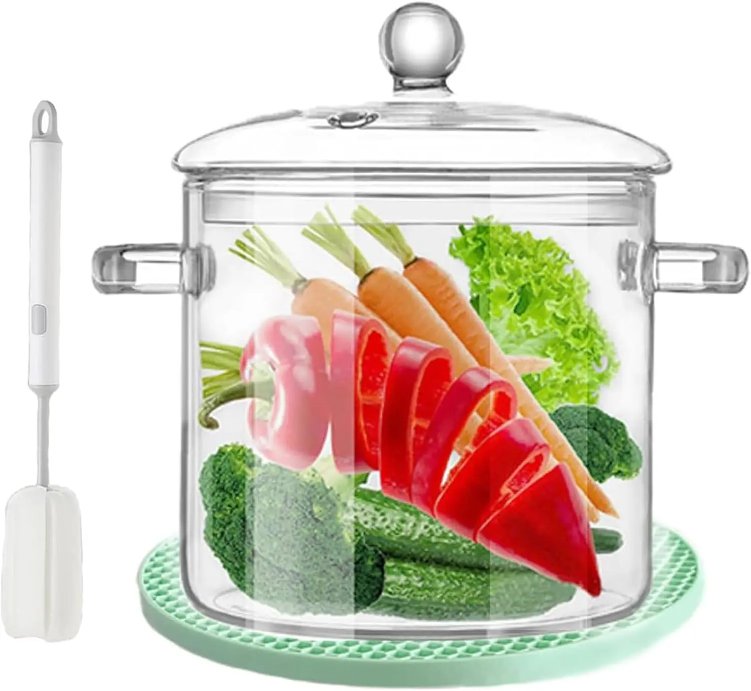 

Кастрюля для тушения из боросиликатного стекла объемом 3 л с крышкой, прозрачная посуда для плиты, безопасная и долговечная