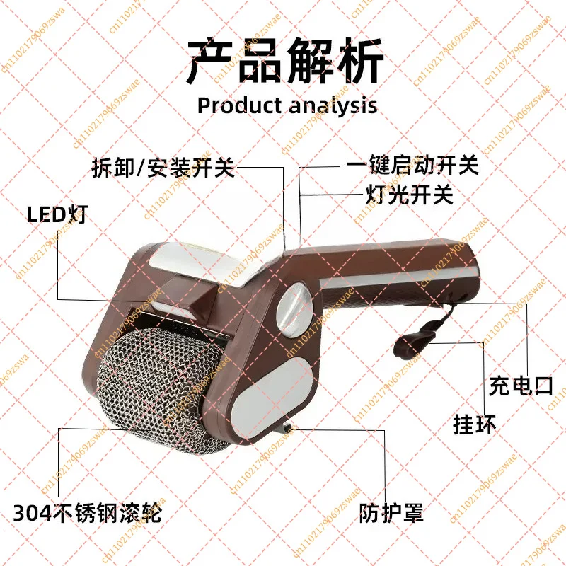 Rechargeable Electric BBQ Grill Cleaner, Stainless Steel Roller Brush, Bristle-Free Safe Scraper for Outdoor Barbecue Cleaning