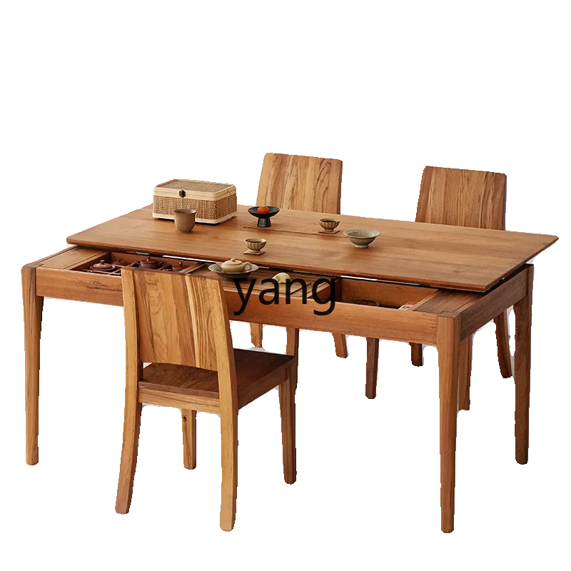 LM Nordic Solid Wood Tea Table Push-Pull Home Balcony Small Table New Chinese Style Study Desk