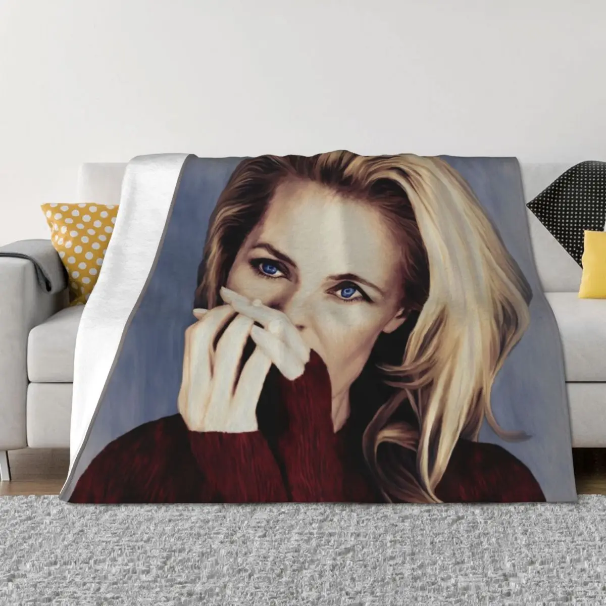 جيليان أندرسون لوحة زيتية ملونة رمي بطانية دافئة لفصل الشتاء لطيف منقوشة أريكة عملاقة منقوشة على بطانيات الأريكة