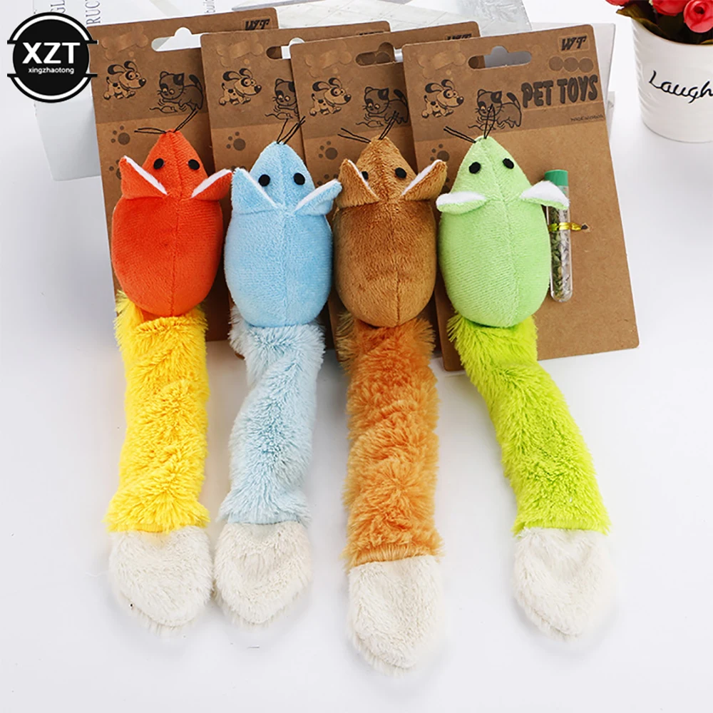 Toys for Cats Pet Cat Toy Mint Mouse Combination With Long Tail Supplies Plush Pillow Doll Pet Dogs Interactive Mice Tail Catnip