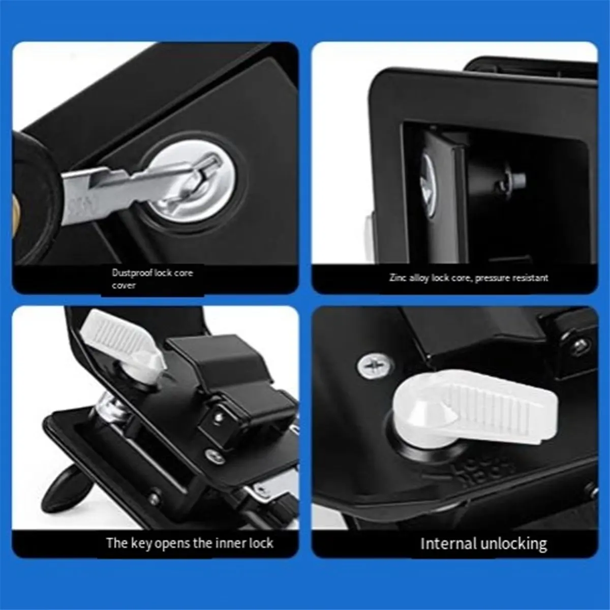 Super Sale RV Lock Caravan Door Handle Lock Cabin Panel Lock Double Insurance Anti-Theft Portable for RV Camper Caravan,B