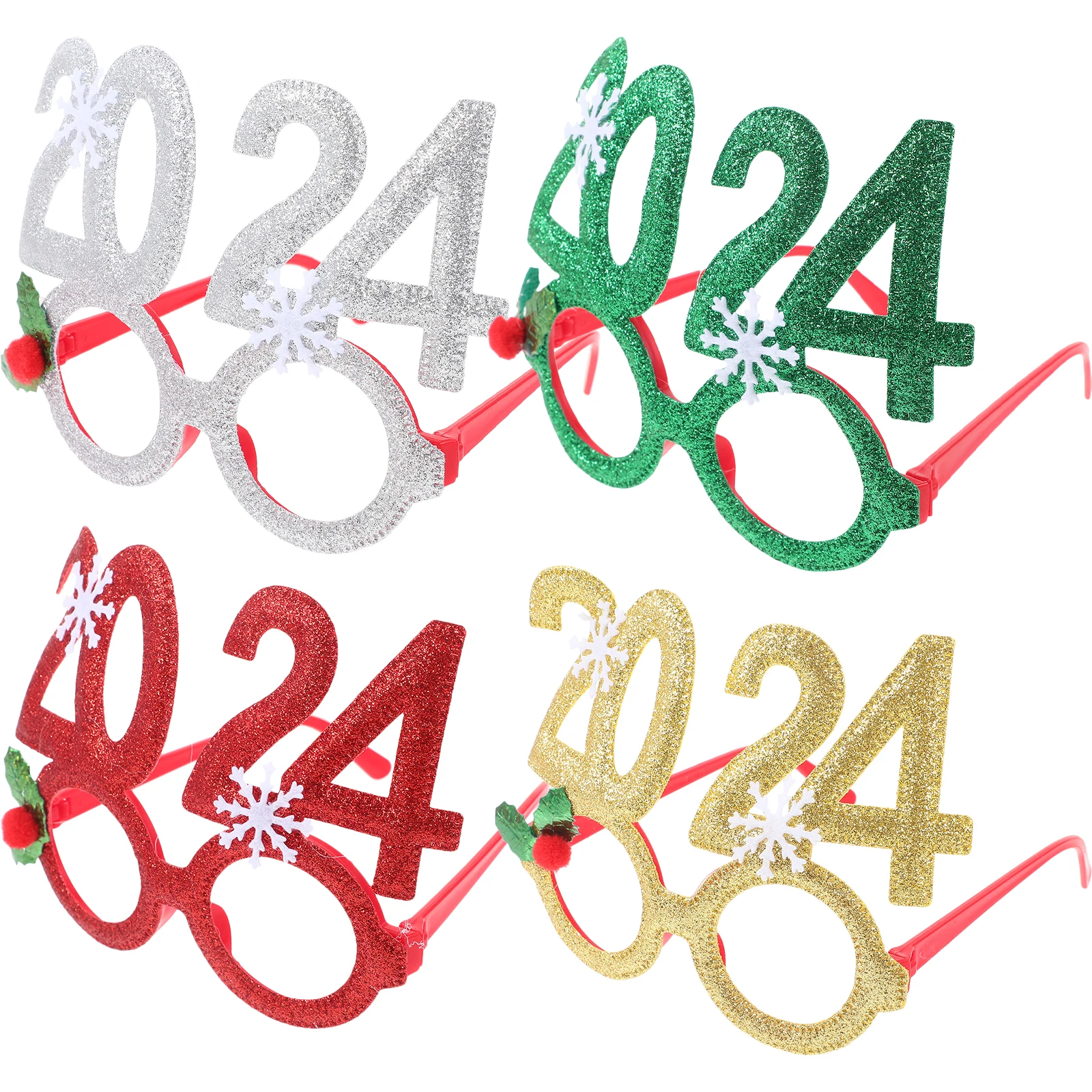 

4pcs New Year Eyeglasses Glitter 2023 Photo Frame Party Glasses Frame Booth Prop Costume Accessory For Adults s Photo Props