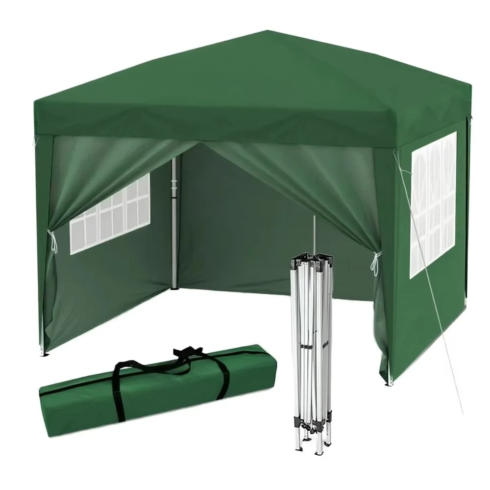 3x3m Waterproof Pop Up Canopy Tent Outdoor Event Shelter Fiberglass Frame Side Walls Portable Folding Gazebo