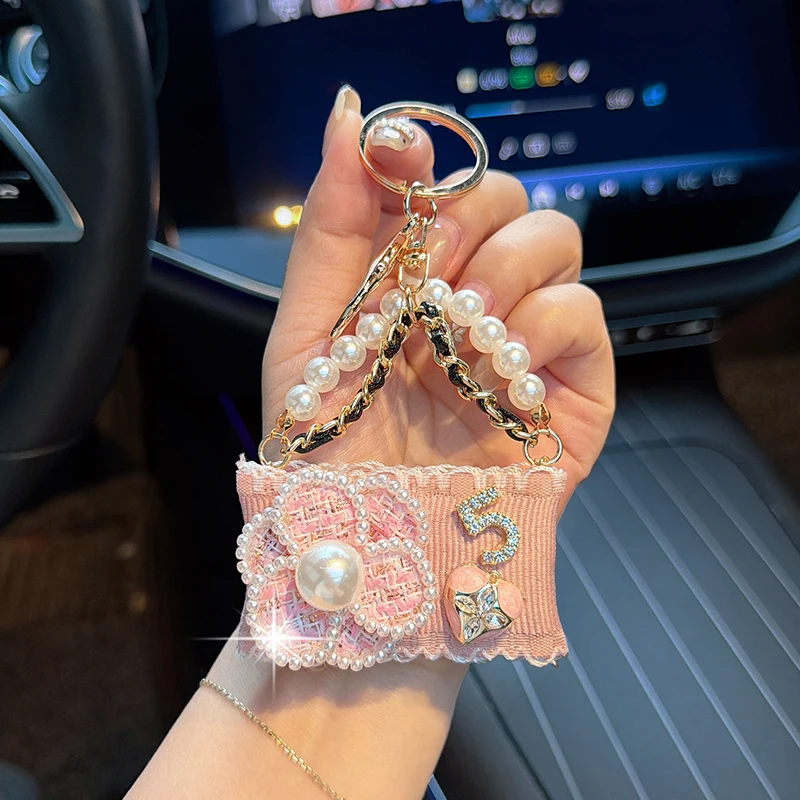 Fashion Flower Handbag Model Keychain Personalized Creative Bag Pendant Car Keychain Female Gift