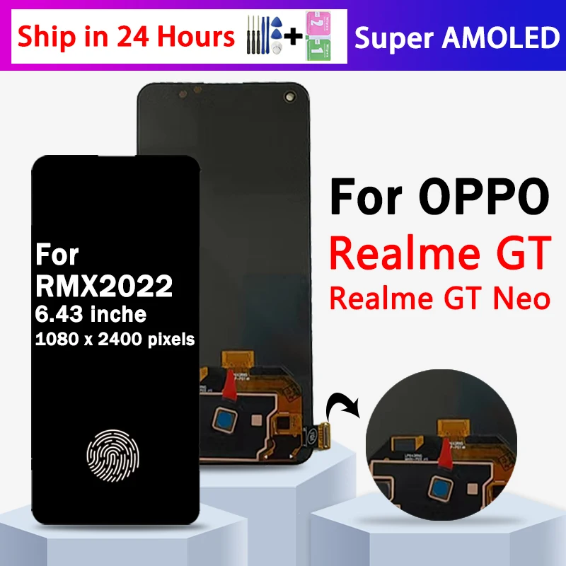 

OLED Quality For OPPO Realme GT 5G / GT Neo RMX2202 RMX3031 Lcd Display With fingerprint Touch Screen Digitizer Assembly