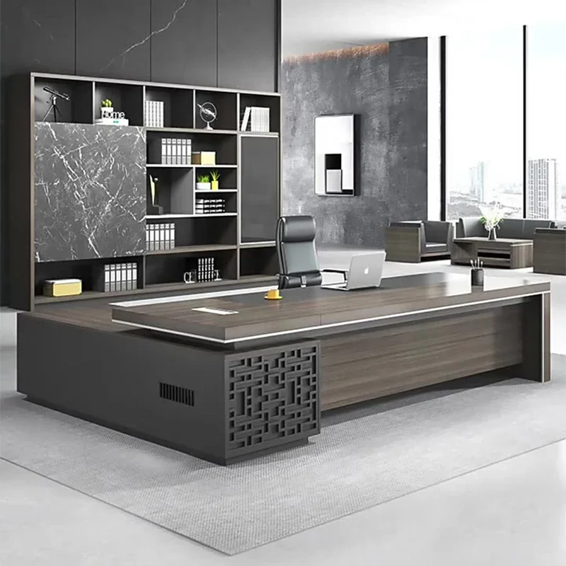 

Grey Modern Office Desk Minimalist Executive European Design Office Desk Secretary Reception Escritorio Oficina Office Furniture
