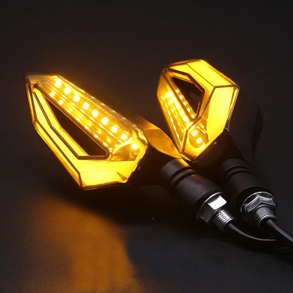 Pair of Universal LED Motorcycle Turn Signal Lights 12V IPX-6 Waterproof Daytime Running Light Indicators