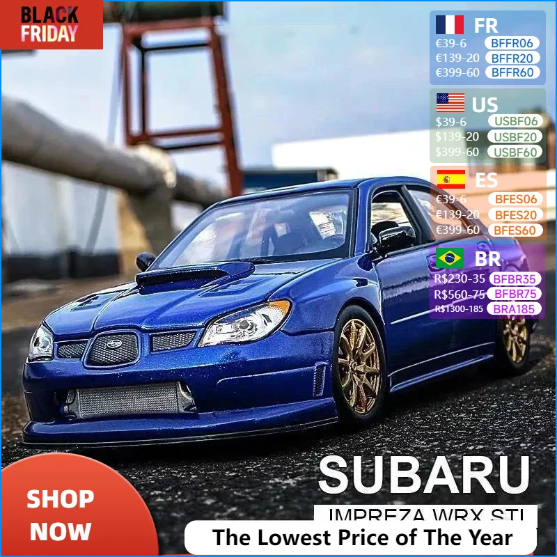 WELLY 1:24 Subaru Impreza WRX STI Supercar Alloy Car Model Diecasts & Toy Vehicles Collect Car Toy Boy Birthday gifts