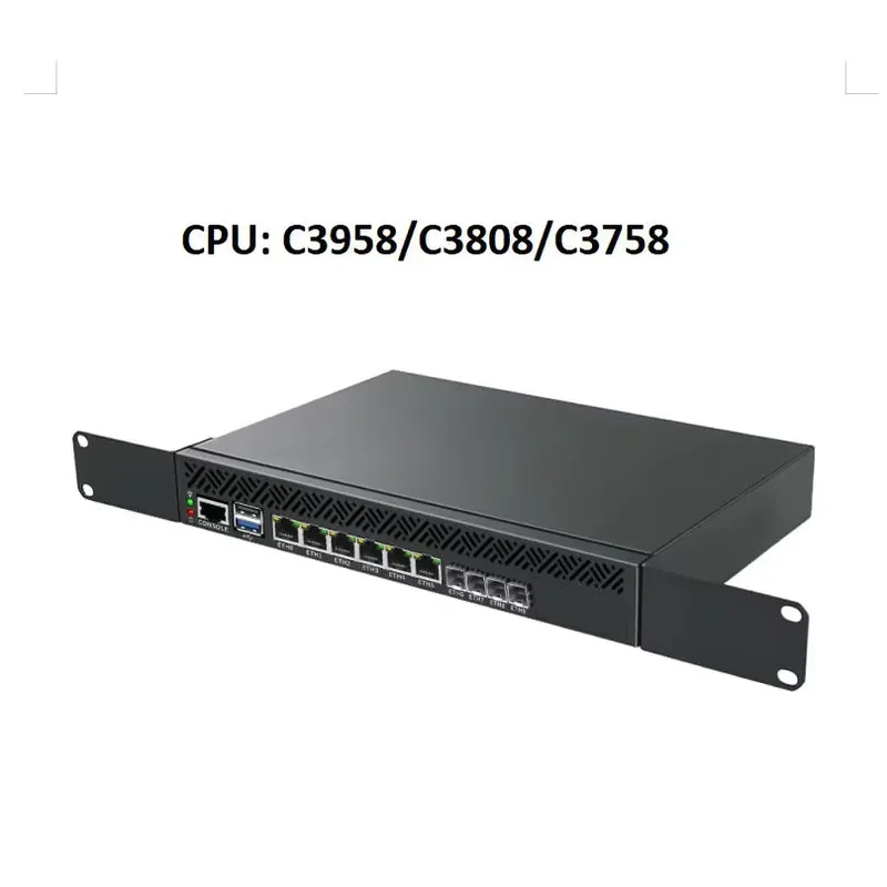 OPS Industrial Computer OEM ODM Atom C3758 C3958 C3808 6Lan 4*10G SFP+ Fanless Mini Server Mikrotik Soft Router view 3