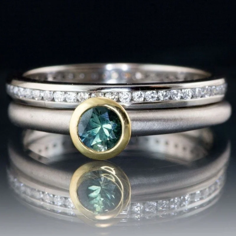 Minimalistischer Stil, modische synthetische Edelsteinringe in zwei Farben für Damen, personalisierter Schmuck für Party und Bankett, handgefertigte Accessoires.