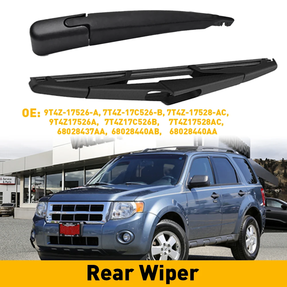 Rear Wiper Arm with Blade for Ford Escape Mercury Marin 2008-2012 8L8Z17526C Windshield Wiper Blade Arm Delete Bung Plug Cap