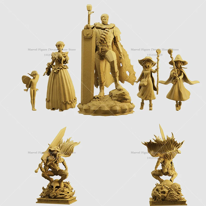 

1/64 1/43 Scale Miniature Scene Dolls Un-panited White Figure Mini Model Black Swordsman Wind Fairy Apprentice Magician Warrior