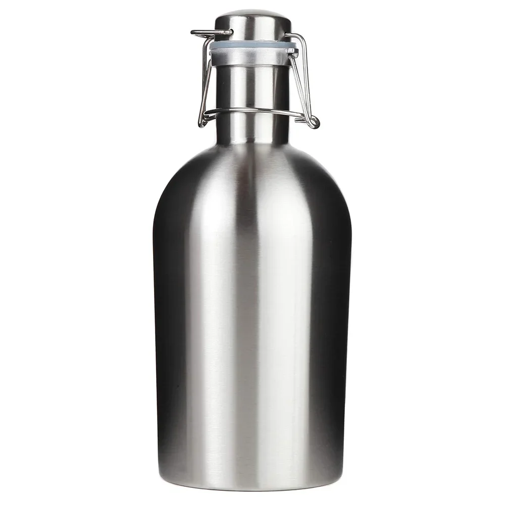 32/64 Ounce Homebrew Beer Growler 304 Stainless Steel Home Brew Beer Flip Top Beer Growler Bottle BPA Free Cap