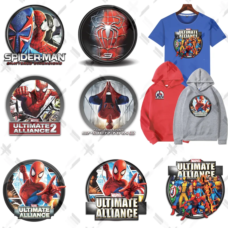 Spider-Man Marvel Heat Adhesive Thermal Transfer Fusible Patches Iron On Stickers Ironing Applications For Clothing DIY Pattern