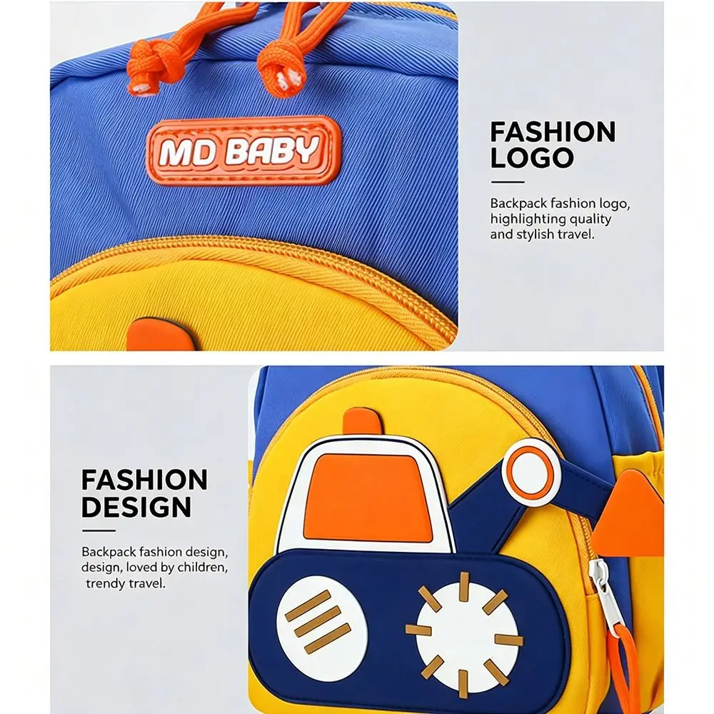

Mini Toddler Backpack for Boys Cartoon Excavators Water Resistant Kindergarten Backpack Alleviate Burden Wear-resisting