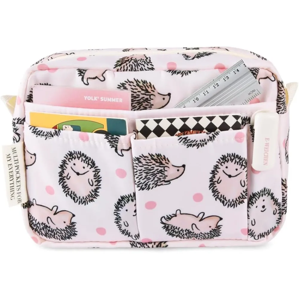 

E-WEICHEN Multiple Pockets Portfolio Organizer with Zippered, Makeup Bag Travel Essentials for Women, Simple Waterproof Statione